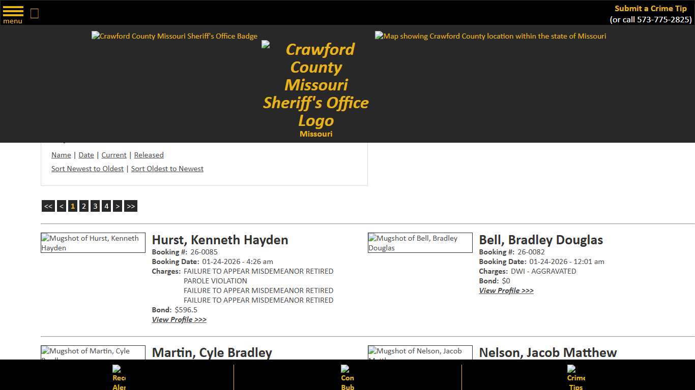 Inmate Roster - Current Inmates Booking Date Descending - Crawford County Sheriff MO